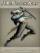 JEStockArt - Fantasy - Hammerhead Shark Ninja Leaping with Sword - CNB