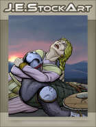 JEStockArt - Fantasy - Medieval Woman Grieving over Fallen Soldier - CWB