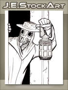 JEStockArt - MG00_NE_Fantasy - Plague Doctor With Lantern In Doorway - LWB