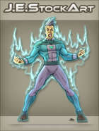 JEStockArt - Supers - Hero with Spiky Hair Power Raging - CNB