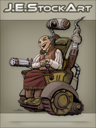JEStockArt - Steampunk - Wild West Crazy Inventor In Wheelchair - CNB