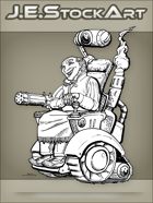 JEStockArt - Steampunk - Wild West Crazy Inventor In Wheelchair - LNB