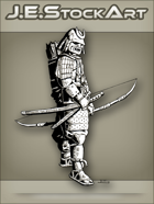 JEStockArt - History - Samurai In Sengoku Armor With Bow - INB