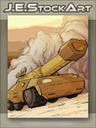 JEStockArt - SciFi - Future Six Wheeled Tank in the Desert - CWB