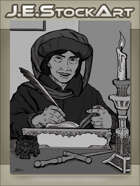 JEStockArt - Fantasy - Scholar With Book And Quill By Candle - GWB