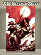 JEStockArt - Fantasy - Sketchy Knight On Horse For OSR Homage - CWB