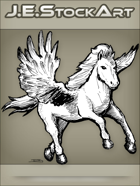 JEStockArt - Fantasy - Pegasus With Outstretched Wings And Fluffy Mane - LNB