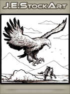 JEStockArt - Fantasy - Giant Bird Chasing Knight On Horse - LWB