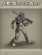 JEStockArt - Steampunk - Monster Hunter with Cyberarm and Rifle - CNB