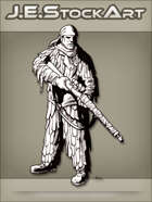 JEStockArt - History - Standing Sniper In Camo Suit - INB