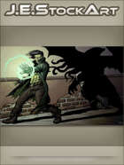 JEStockArt - Supernatural - Modern Mage Of Cthulhu In Dark Alley - CWB
