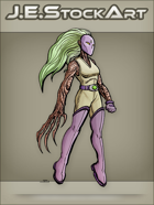 JEStockArt - Supers - Floating Plant Powered Heroine With Claws and Mask - CNB