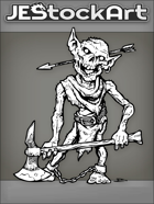 JEStockArt - Fantasy - Rotting Goblin Zombie With Axe And Arrow Thru Head - INB