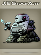JEStockArt - SciFi - Mech Droid With Internal Weapon And Treads - CNB