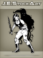 JEStockArt - Supernatural - Shadow Warrior Woman With Dark Blade - INB