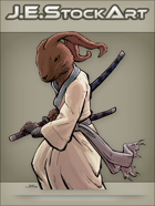 JEStockArt - Fantasy - Samurai Rabbit In Gi Drawing A Sword - CNB
