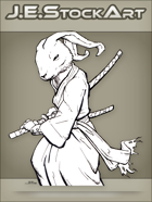 JEStockArt - Fantasy - Samurai Rabbit In Gi Drawing A Sword - INB