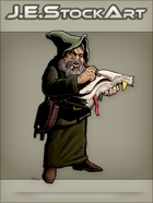 JEStockArt - Fantasy - Wizardly Gnome Writing In Tome - CNB