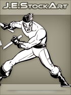 JEStockArt - Supers - Martial Artist With Collapsible Staff - INB