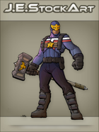 JEStockArt - Supers - Patriotic Superhero With Hammer - CNB