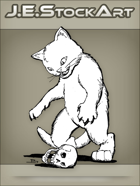 JEStockArt - Fantasy - Huge Kitten Playing With Skull - INB