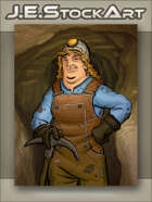 JEStockArt - Modern - Mining Woman with Pickaxe and Helmet - CWB