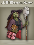JEStockArt - Modern - Witch with Green Skin and Mop - CNB