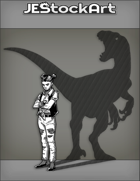 JEStockArt - Supernatural - Pouty Teenage Girl In Ripped Jeans With Shadow Of A Dino - INB