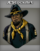 JEStockArt - Western - Middle Aged Buffalo Soldier With Dark Vestment In Hat - CNB