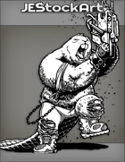 JEStockArt - SciFi - Rebel Mutant Beaver With Raised Chainsaw - INB
