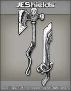 JEStockArt - Fantasy - Carved Skull Ax and Wooden Sword - INB