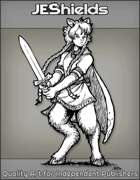 JEStockArt - Fantasy - Faun Fighter with Sword and Braids - INB