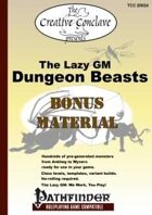 The Lazy GM: Dungeon Beasts Bonus Material (Pathfinder)