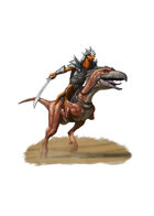 Filler spot colour - character: firenewt riding strider - RPG Stock Art