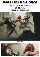 Cover full page - Barbarian vs Orcs - RPG Stock Art