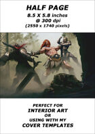 Half page - Barbarian vs Orcs - RPG Stock Art