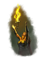 Filler spot colour - character: dwarf and flaming sword - RPG Stock Art