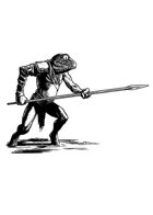 Filler spot - character: bullywug with spear - RPG Stock Art