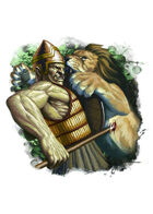 Filler spot colour - event: half troll vs lion - RPG Stock Art