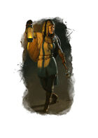 Filler spot colour - character: adventurer with lantern - RPG Stock Art