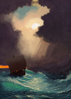 Cover full page - Trouble at Sea: Storm Clouds & Drakkar - RPG Stock Art