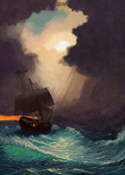 Cover full page - Trouble at Sea: Storm Clouds & Ship - RPG Stock Art
