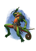 Filler spot colour - character: humanoid chameleon with bow - RPG Stock Art