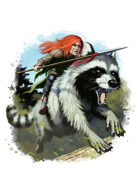 Filler spot colour - character: gnome riding giant raccoon - RPG Stock Art