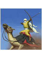 Colour card art - character: camel rider with bow - RPG Stock Art