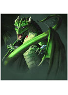 Colour card art - dragon: green infantry - RPG Stock Art