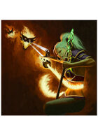 Colour card art - event: mage vs fire elemental - RPG Stock Art
