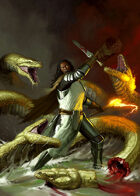 Cover full page - Aasimar VS Hydra - RPG Stock Art