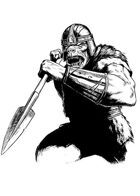 Filler spot - character: orc warrior (old school look) with spear - RPG Stock Art