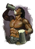 Filler spot colour - character: barbarian drinking - RPG Stock Art